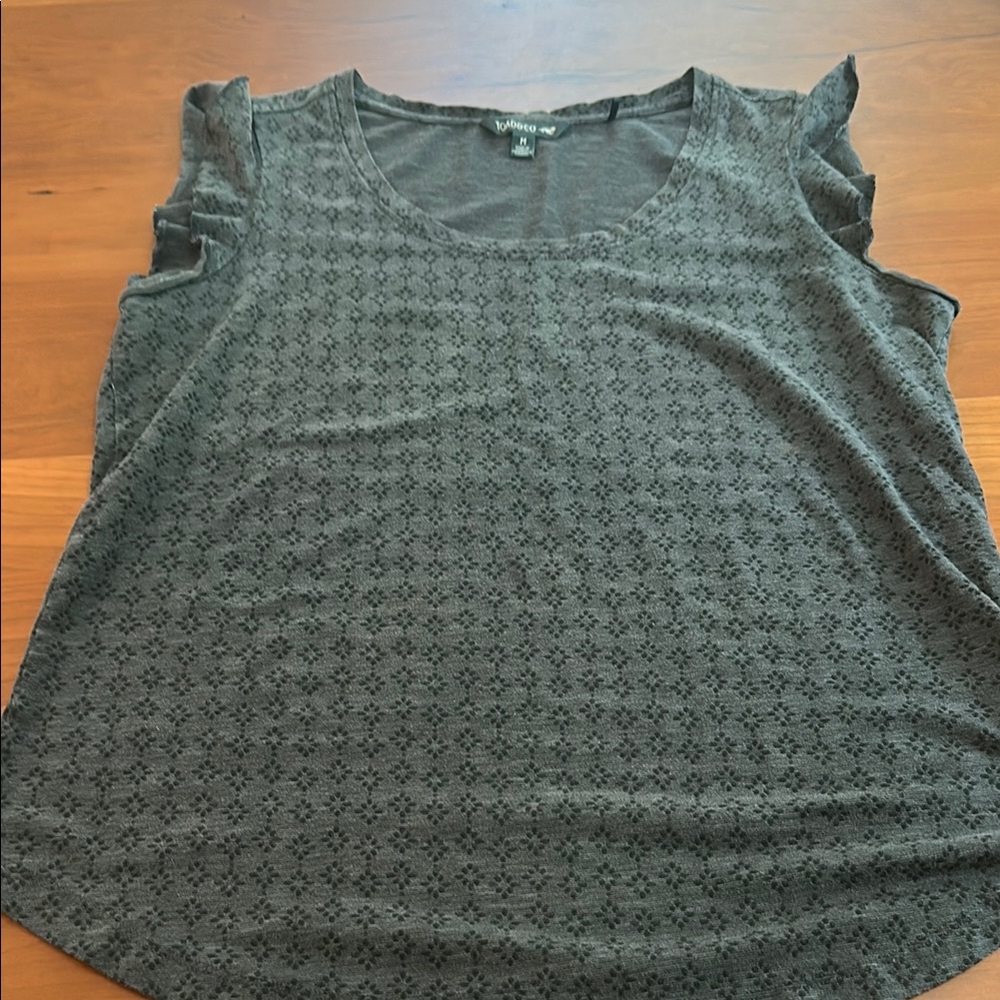 Toad&Co Green Sleeveless Ruffelta Shirt